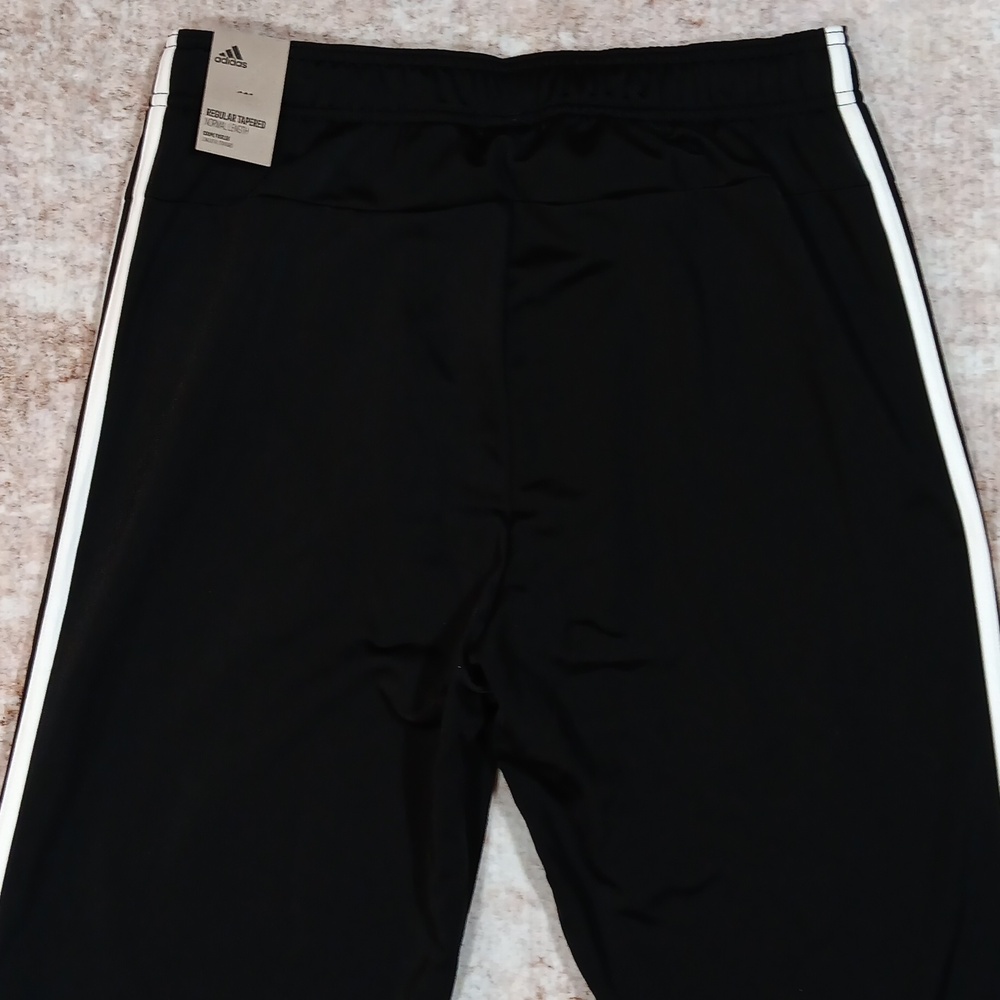 New Adidas Black 3 Stripe Jogger Athletic Pants Mens Medium - Picture 5 of 9